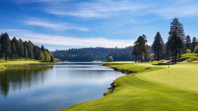 an image of a peaceful lake within a golf course