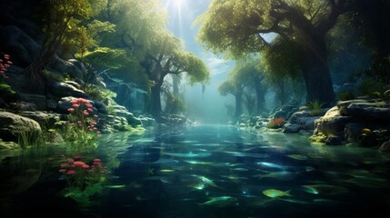 an image of a pristine lake with a lush underwater garden