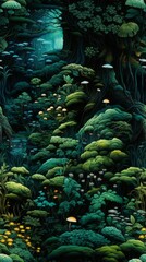 Obraz na płótnie Canvas Enchanted Forest Whispers Seamless Pattern