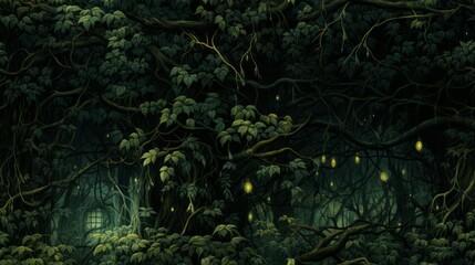 Fototapeta premium Enchanted Forest Whispers Seamless Pattern