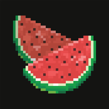 Editable pixel vector of Watermelon, good for clip art, sticker, icon, logo, etc
