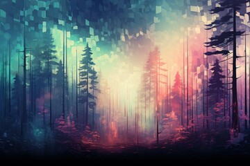 Winter Foggy Forests - Generative AI - obrazy, fototapety, plakaty