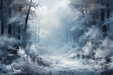 Obraz na płótnie Canvas Winter Foggy Forests - Generative AI