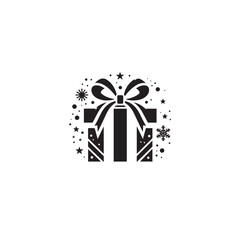 Chrismiss Surprise: Modern Gift Silhouette Illustration, a Surprising and Contemporary Design Capturing the Excitement of Christmas Surprises.