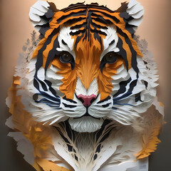 tiger head paper-cut art