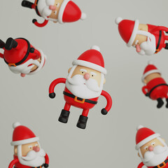 3d Santa Claus. Cute Santa Claus cartoon character isolated on a white background. Winter holiday illustration. 