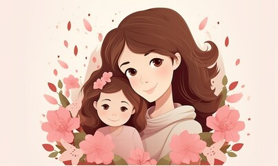 Obraz na płótnie Canvas mother day card drawing cute style 