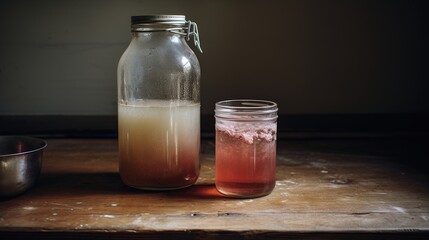Generative AI, Homemade fermented kombucha drink, healthy tea, natural probiotic flavored drink