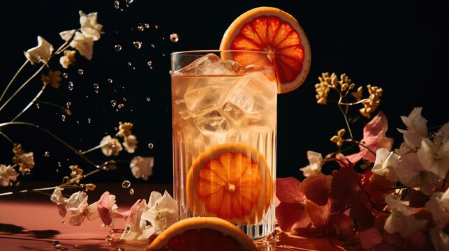 Generative AI, Homemade fermented kombucha drink, healthy tea, natural probiotic flavored drink