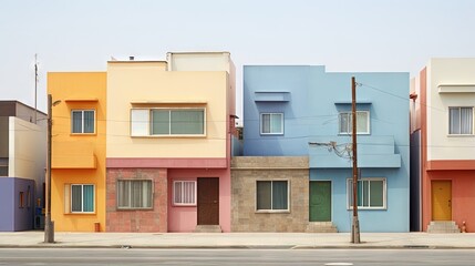 suburban home exterior Facades of Peruvian Houses in Lima, Peru - obrazy, fototapety, plakaty
