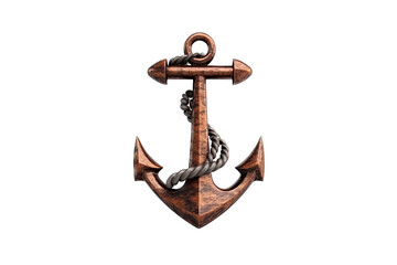 a brass anchor lapel pin with an aged patina in a front view in an isolated and transparent PNG in a Sailing-themed, photorealistic illustration. Generative ai