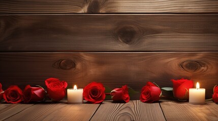 St Valentine's decor on wooden background