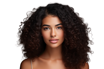 Beautiful hispanic woman on a transparent PNG background