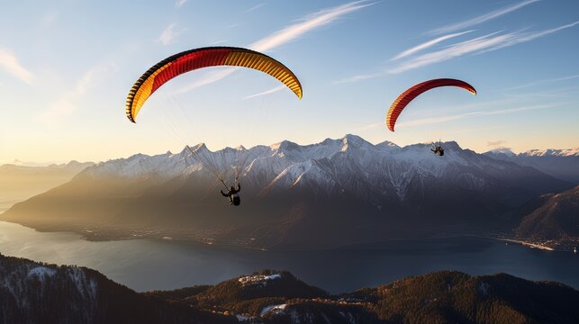 Duo paragliding flight