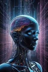 Obraz premium Bionic Mind: The Intersection of Humanity and Artificial Ingenuity