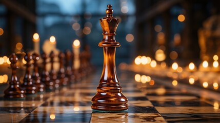 A chess piece strategically placed on the chessboard, capturing a moment of gameplay and strategic positioning in the match.
