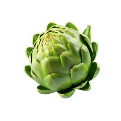 Obraz premium an Artichoke in a 3/4 view in an isolated and transparent PNG in a Food-themed, photorealistic illustration. Generative ai