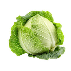 Obraz premium Green cabbage from a top view in an isolated and transparent PNG in a Vegetable-themed, photorealistic illustration. Generative ai