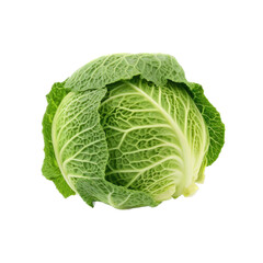 Green cabbage from a top view in an isolated and transparent PNG in a Vegetable-themed, photorealistic illustration. Generative ai