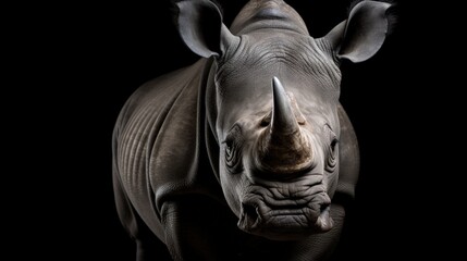 Fototapeta na wymiar Portrait of a rhinoceros on white background