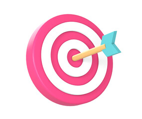 simple 3d arrow hits target or goal icon illustration for UI UX web mobile apps social media ads design