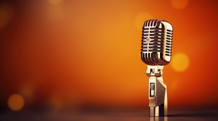 Background with a professional microphone and copy space