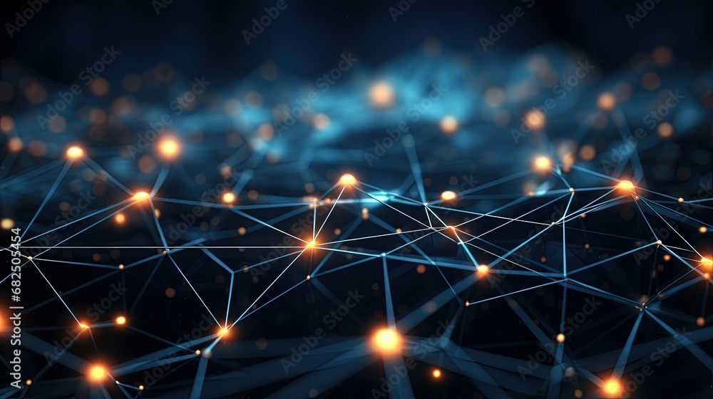 Poster space-age abstract background network of interconnected nodes representing big data and network conn