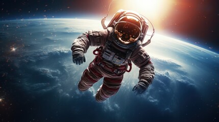 Astronaut on space mission - obrazy, fototapety, plakaty