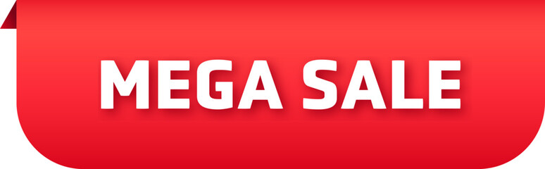 Mega sale red label, price sticker, sale sticker, shopping label, tag, discount, special offer, vector