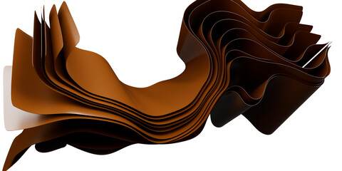 silk fabric design element, 3d render layered cloth flying in the wind.Waving satin cloth isolated on transparent PNG background 