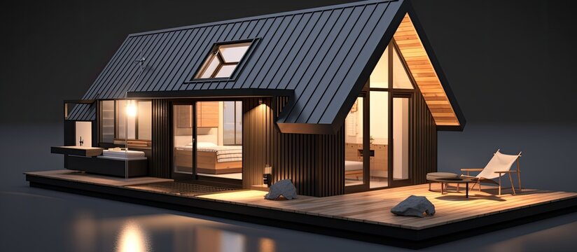 The designer utilized their skills in rendering to breathe life into the BIM model, using Lumion to create stunning 3D renders of the tiny house.