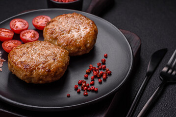 Delicious fresh fried minced fish cutlets with spices and herbs