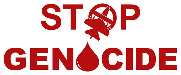 Stop Genocide Sign, can use for Poster Design, Banner, Sticker, T-Shirt, Website, Art Illustration, News Illustration or for Graphic Design Element. Format PNG - obrazy, fototapety, plakaty