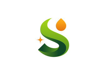 Letter S, Oil drop, sparkle, shiner logo concept 