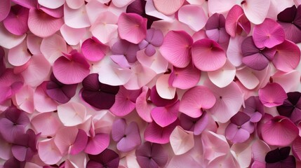 Obraz premium a close up of a bunch of pink and purple flowers on a sheet of pink and purple paper flowers on a sheet of pink and purple paper flowers on a sheet of pink paper.