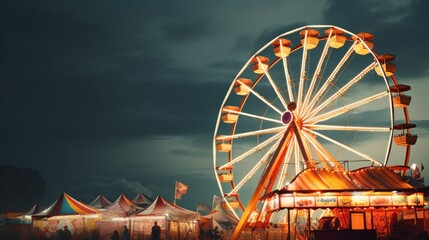 towering ferris wheel set against a lively carnival scene, perfect for showcasing your message