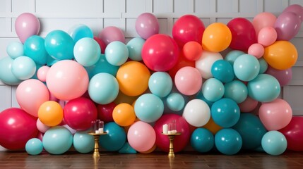 Make a statement with this bold and colorful balloon backdrop perfect for birthday celebrations