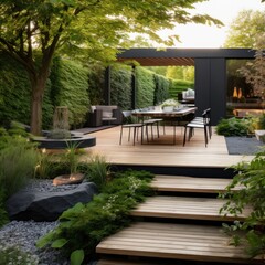 garden that seamlessly integrates with the surrounding architecture