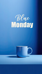 Blue Monday concept with cup illustration