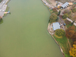 Aerial view of town of Pazardzhik, Bulgaria