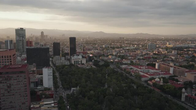 Aerial Mexico City Ciudad de México CDMX from Above during Sunset