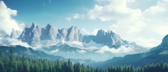 Panoramic beauty of majestic mountain peaks