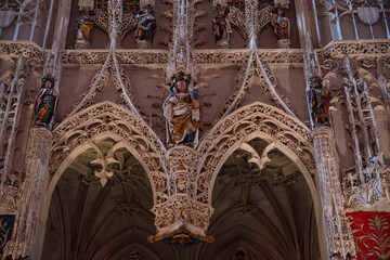 Statue and sculpture inside Sainte Cecile cathedral in the town of Albi in France