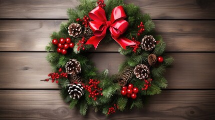 Fototapeta na wymiar an evergreen Christmas wreath isolated on a white background, festive decoration, a picture-perfect representation suitable for various holiday-themed uses.
