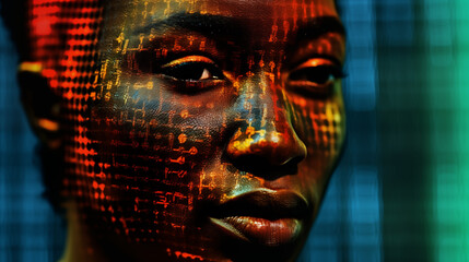 Surreal Portrait of Woman with Glitch Art Effect