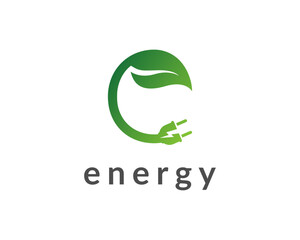 Letter e Green Energy Vector Logo design template. Letter e With Eco Renewable Energy Logo Symbol.