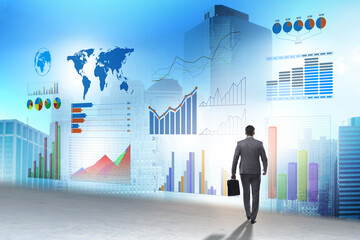 Businessman in visual analytics business concept