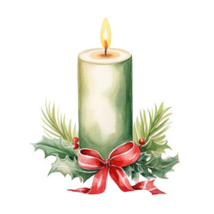 Watercolor illustrations of various Christmas candles. isolated