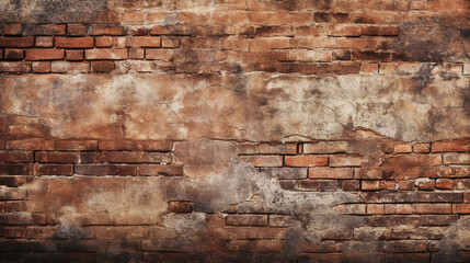 Weathered stained old brick wall background