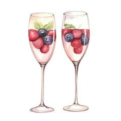 watercolor champagne glasses isolated